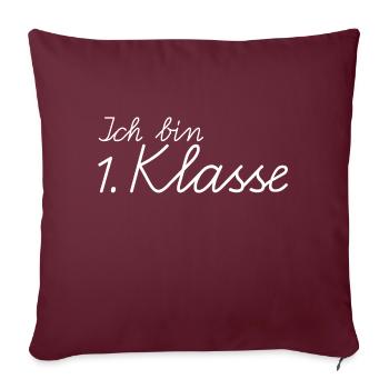 Inscription à l’école Je suis en 1ère année d’écriture cursive - Housse de coussin décorative 45 x 45 cm - bordeaux - Devant