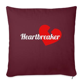 Heartbreaker mit weißer Schrift und rotem Herz - Sofakissenbezug 45 x 45 cm - Burgunderrot - Vorne