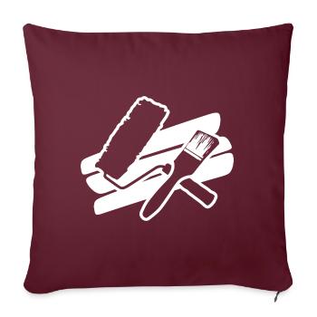 Peintre rouleau brosses peintres artisans - Housse de coussin décorative 45 x 45 cm - bordeaux - Devant