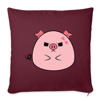 badass cool angry doux cochon pig - Housse de coussin décorative 45 x 45 cm - bordeaux - Devant