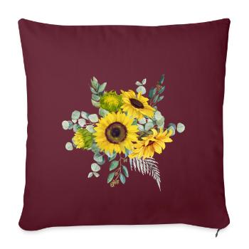 Aquarelle tournesol bouquet avec fleur jaune - Housse de coussin décorative 45 x 45 cm - bordeaux - Devant