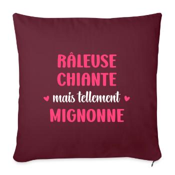 Râleuse chiante mais mignonne - Housse de coussin décorative 45 x 45 cm - bordeaux - Devant
