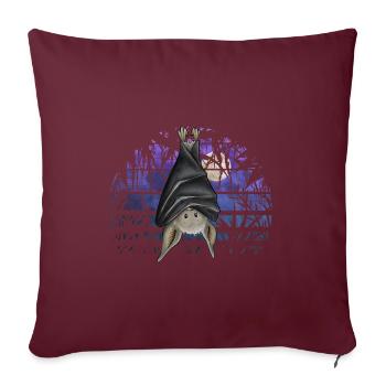 Chauve-souris gothique décontractée en pleine lune bleu foncé - Housse de coussin décorative 45 x 45 cm - bordeaux - Devant