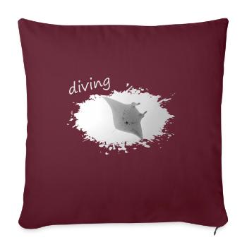 diving Manta - Sofakissenbezug 45 x 45 cm - Burgunderrot - Vorne