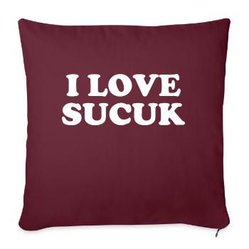 J’adore Sucuk Saucisse turque Ail Nourriture délicieuse - Housse de coussin décorative 45 x 45 cm - bordeaux - Devant