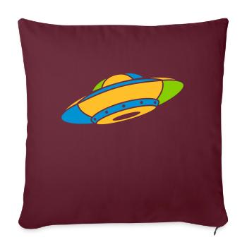 Buntes UFO Mystery Aliens - Sofakissenbezug 45 x 45 cm - Burgunderrot - Vorne