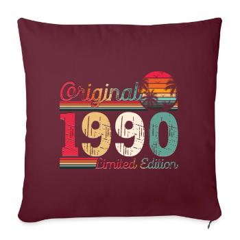 Né en 1990 33ème anniversaire Cadeau homme / femme - Housse de coussin décorative 45 x 45 cm - bordeaux - Devant