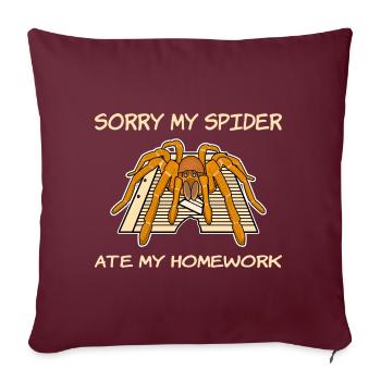 Mon araignée a mangé mes devoirs - Housse de coussin décorative 45 x 45 cm - bordeaux - Devant