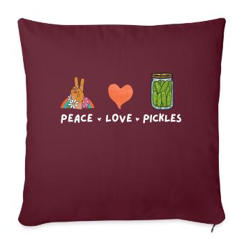 Paix, Amour Et Cornichons Amoureux De La Nourriture Vintage - Housse de coussin décorative 45 x 45 cm - bordeaux - Devant