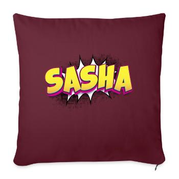Sasha Benutzerdefinierter Name Comic-Buch-Stil Pop-Art, Sasha - Sofakissenbezug 45 x 45 cm - Burgunderrot - Vorne