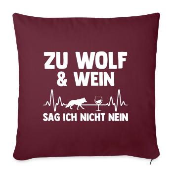 Tier Waldtier Wolf - Sofakissenbezug 45 x 45 cm - Burgunderrot - Vorne