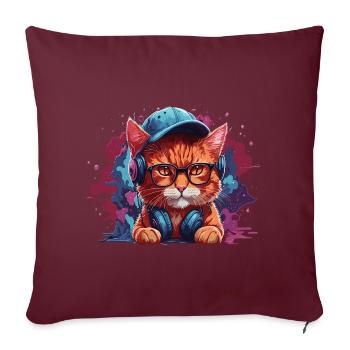 Chat Animal Art I Cool Chat Mignon - Housse de coussin décorative 45 x 45 cm - bordeaux - Devant