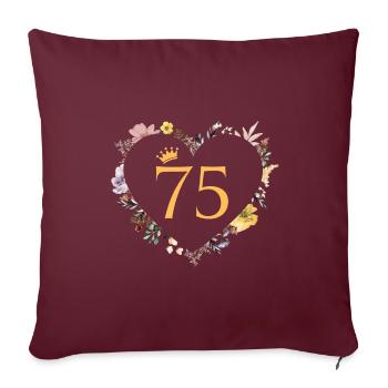Number 75, Heart Flowers, Personalizable - Sofa pillowcase 17,3'' x 17,3'' (45 x 45 cm) - burgundy - Front