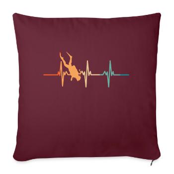 Battement de cœur plongée sous-marine - Housse de coussin décorative 45 x 45 cm - bordeaux - Devant