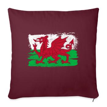 Drapeau du Pays de Galles drapeau paix Vintage - Housse de coussin décorative 45 x 45 cm - bordeaux - Devant