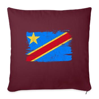 Drapeau de la République démocratique du Congo - Housse de coussin décorative 45 x 45 cm - bordeaux - Devant