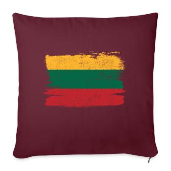 Drapeau de la Lituanie Drapeau de la paix Vintage - Housse de coussin décorative 45 x 45 cm - bordeaux - Devant
