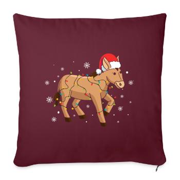 Âne Noël - Housse de coussin décorative 45 x 45 cm - bordeaux - Devant