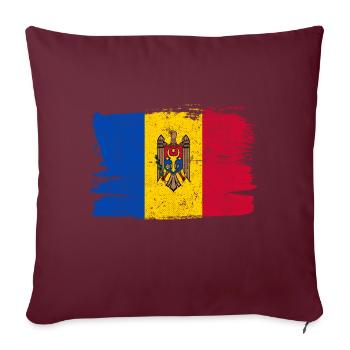 Moldavie Drapeau Drapeau Paix Vintage - Housse de coussin décorative 45 x 45 cm - bordeaux - Devant