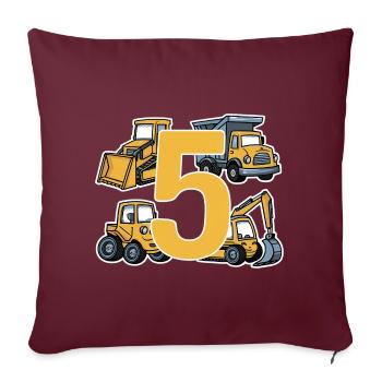 Chantier - 5 ans - 5ème anniversaire - Housse de coussin décorative 45 x 45 cm - bordeaux - Devant