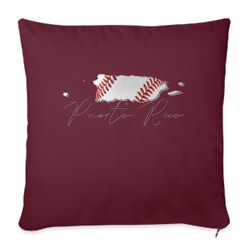 Porto Rico (États-Unis) | Vrai baseball | Carte S - Housse de coussin décorative 45 x 45 cm - bordeaux - Devant
