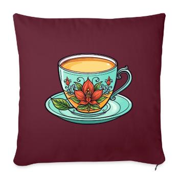 Teetasse Neo Traditional - Sofakissenbezug 45 x 45 cm - Burgunderrot - Vorne