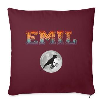 EMIL - Beau prénom de garçon avec dinosaure - Housse de coussin décorative 45 x 45 cm - bordeaux - Devant