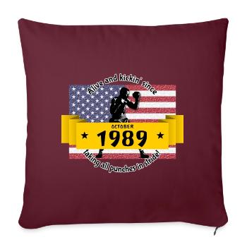 35e anniversaire Vivant et actif depuis 10/1989 - Housse de coussin décorative 45 x 45 cm - bordeaux - Devant