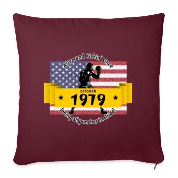 45e anniversaire Vivant et actif depuis 10/1979 - Housse de coussin décorative 45 x 45 cm - bordeaux - Devant