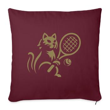 Silhouette minimaliste chat joueur de tennis - Housse de coussin décorative 45 x 45 cm - bordeaux - Devant
