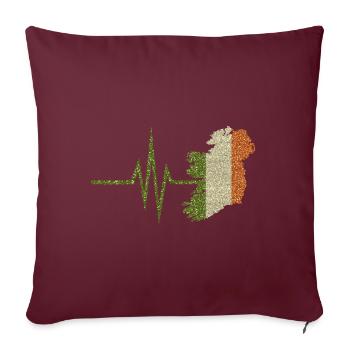 Mon cœur bat pour l'Irlande Irlande natale - Housse de coussin décorative 45 x 45 cm - bordeaux - Devant