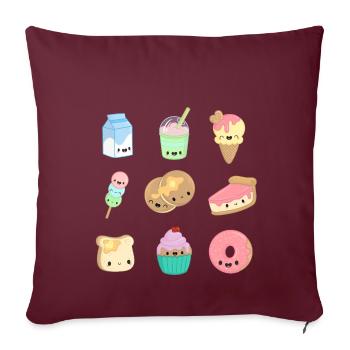 Autocollants Food Kawaii - Housse de coussin décorative 45 x 45 cm - bordeaux - Devant