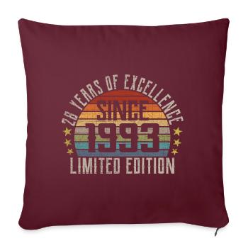 Limited Edition Since 1993 28e anniversaire cadeau - Housse de coussin décorative 45 x 45 cm - bordeaux - Devant