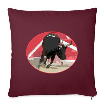 Taureau de Camargue ovale - Housse de coussin décorative 45 x 45 cm - bordeaux - Devant