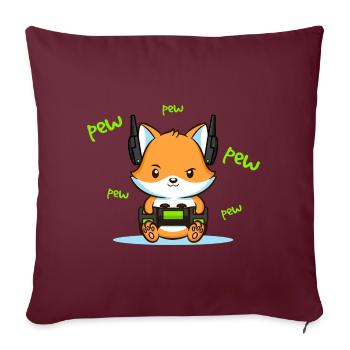 Pew Pew Pew Fuchs - Sofakissenbezug 45 x 45 cm - Burgunderrot - Vorne