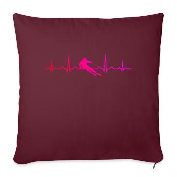 Ski Skieur Sports d’hiver Stunt Ski - Housse de coussin décorative 45 x 45 cm - bordeaux - Devant