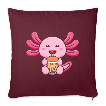 Bubble Milk Tea Axolotl Drinking Boba Tea - Sofa pillowcase 17,3'' x 17,3'' (45 x 45 cm) - burgundy - Front