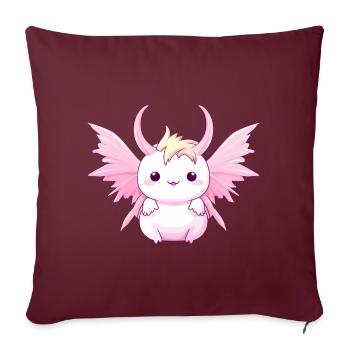 Axolotl Engel & Teufel - Design mit Hörnern und - Sofakissenbezug 45 x 45 cm - Burgunderrot - Vorne