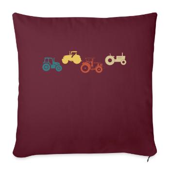 tracteur rétro vintage - Housse de coussin décorative 45 x 45 cm - bordeaux - Devant
