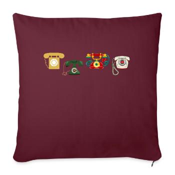 téléphone rétro vintage - Housse de coussin décorative 45 x 45 cm - bordeaux - Devant