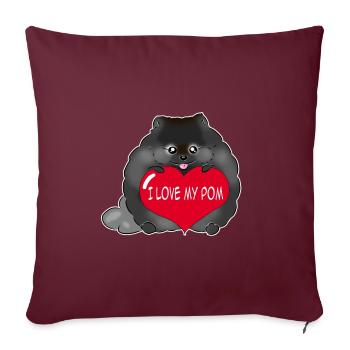 I love my Pom black - Sofa pillowcase 17,3'' x 17,3'' (45 x 45 cm) - burgundy - Front