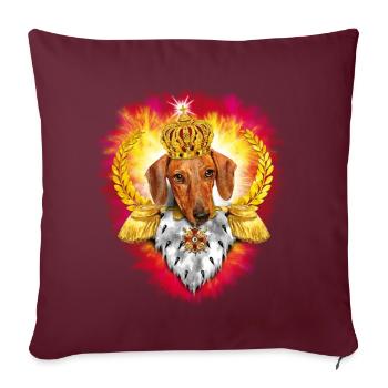 Teckel chien roi / teckel avec le roi - Housse de coussin décorative 45 x 45 cm - bordeaux - Devant