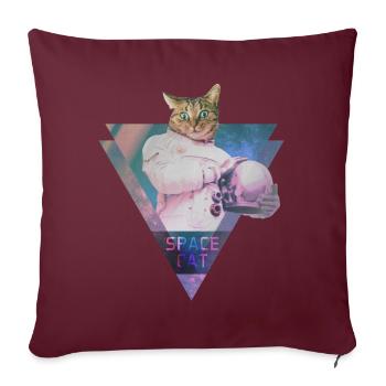 SPACE CAT - Katze aus dem All - Sofakissenbezug 45 x 45 cm - Burgunderrot - Vorne