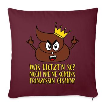 Scheiss Prinzessin Krone Stinkefinger Scheiße - Sofakissenbezug 45 x 45 cm - Burgunderrot - Vorne