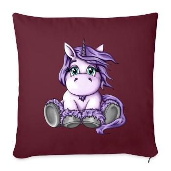 Sucre mignonne créature mythique duveteuse licorne violette - Housse de coussin décorative 45 x 45 cm - bordeaux - Devant