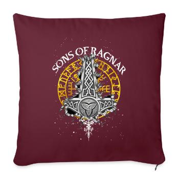 Runen nordisch mysthisch Wikinger Walhalla Symbol - Sofakissenbezug 45 x 45 cm - Burgunderrot - Vorne