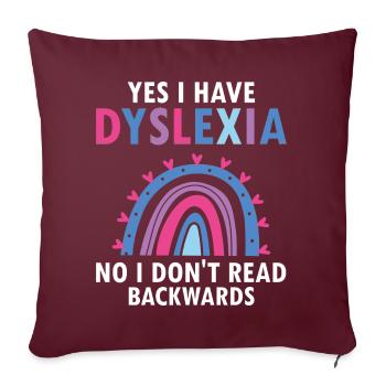 Thérapie de la dyslexie pour le mois de la dyslexie - Housse de coussin décorative 45 x 45 cm - bordeaux - Devant