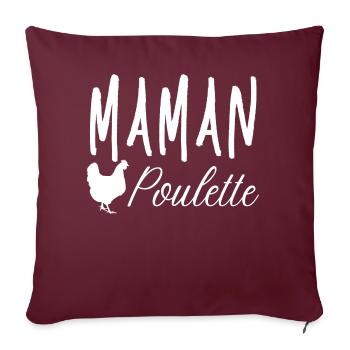Maman poulette humour poule cadeau fête des mères - Housse de coussin décorative 45 x 45 cm - bordeaux - Devant