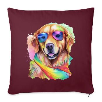 Cool chien Golden Retriever avec des lunettes de soleil - Housse de coussin décorative 45 x 45 cm - bordeaux - Devant