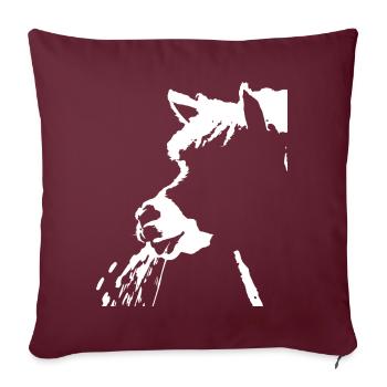 Drôle d’Alpaga Silhouette Effronté Fun Alpagas - Housse de coussin décorative 45 x 45 cm - bordeaux - Devant